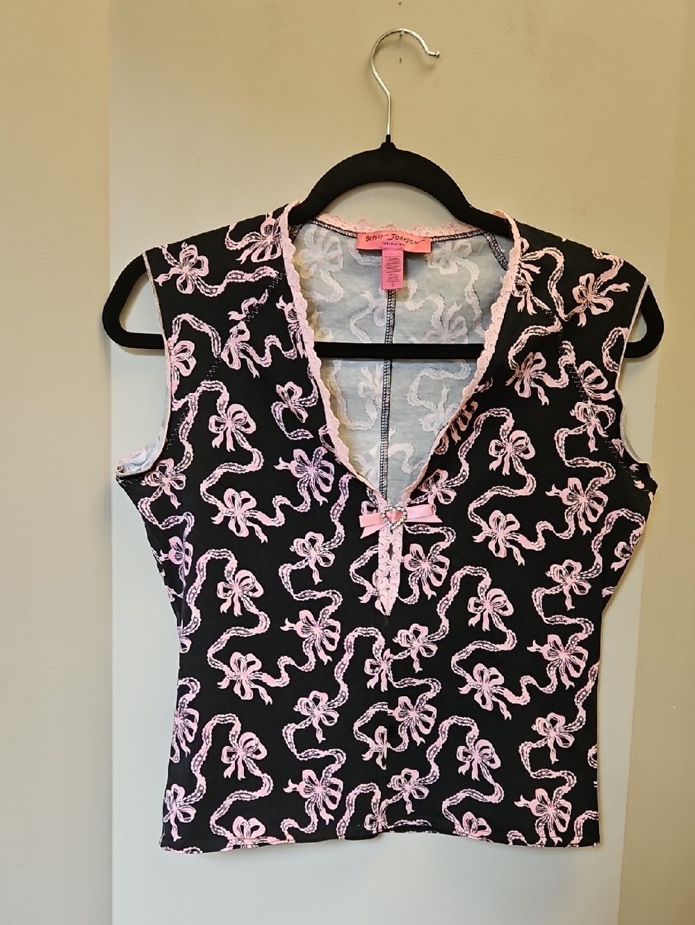 Betsey Johnson Pink Label Lace-Trim Intimates Top